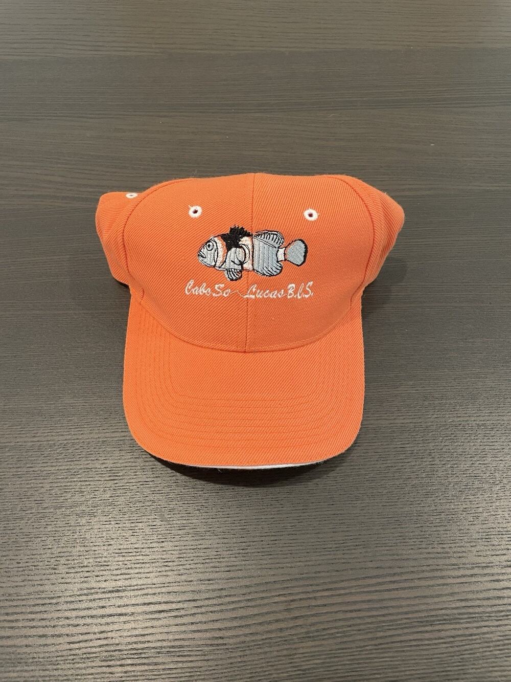 Cabo San Lucas Mexico Orange Hat Cap With Fish